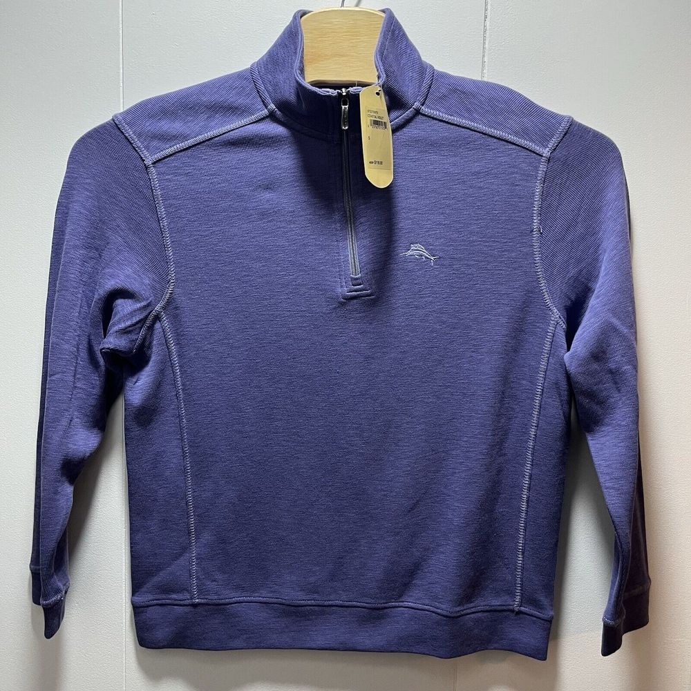 Tommy‎ Bahama Mens Size Small 1/4 Zip Pullover Sweater Coastal Violet Purple NEW